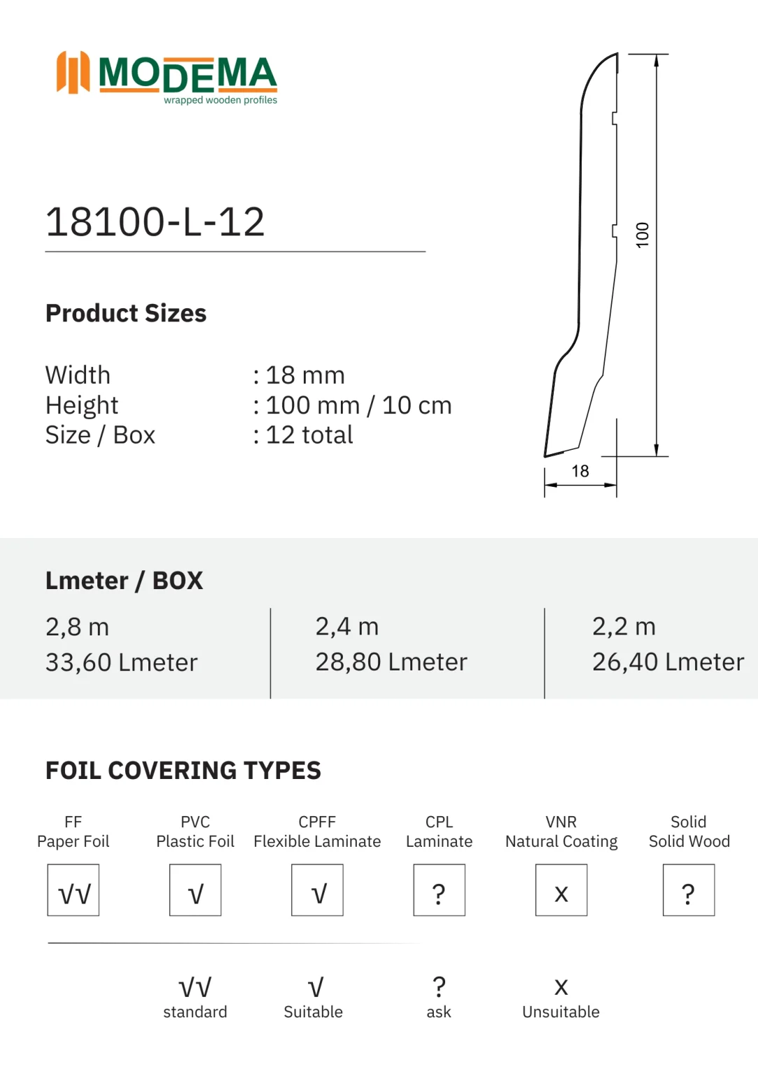 18100-L-12, technical drawing sheet