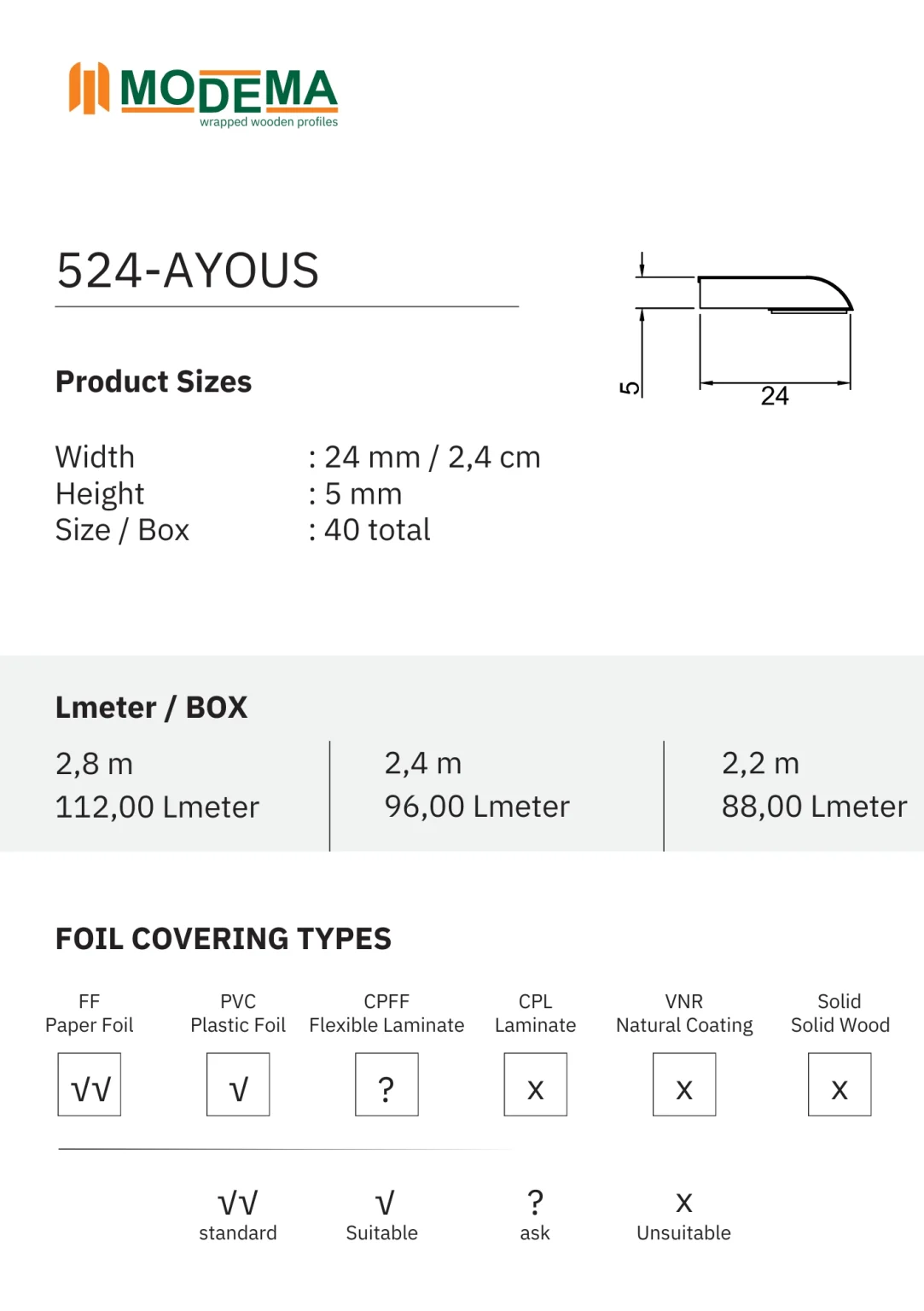 524-AYOUS, technical drawing sheet