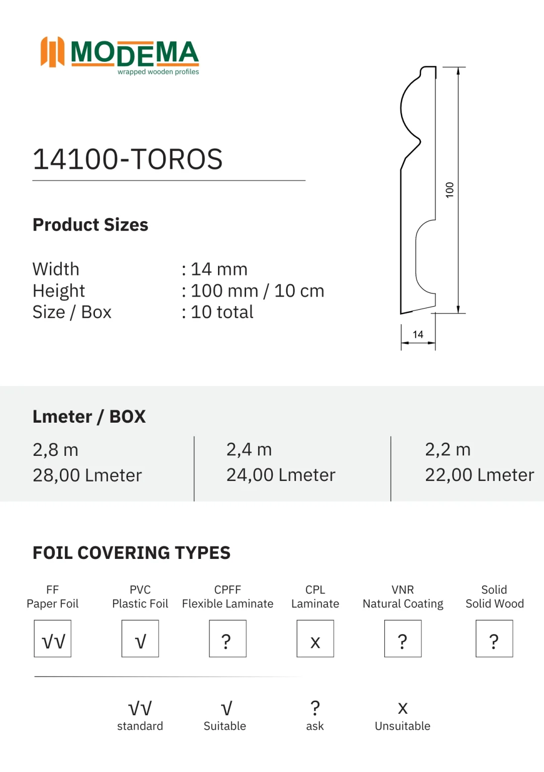 14100-TOROS-K, technical drawing sheet