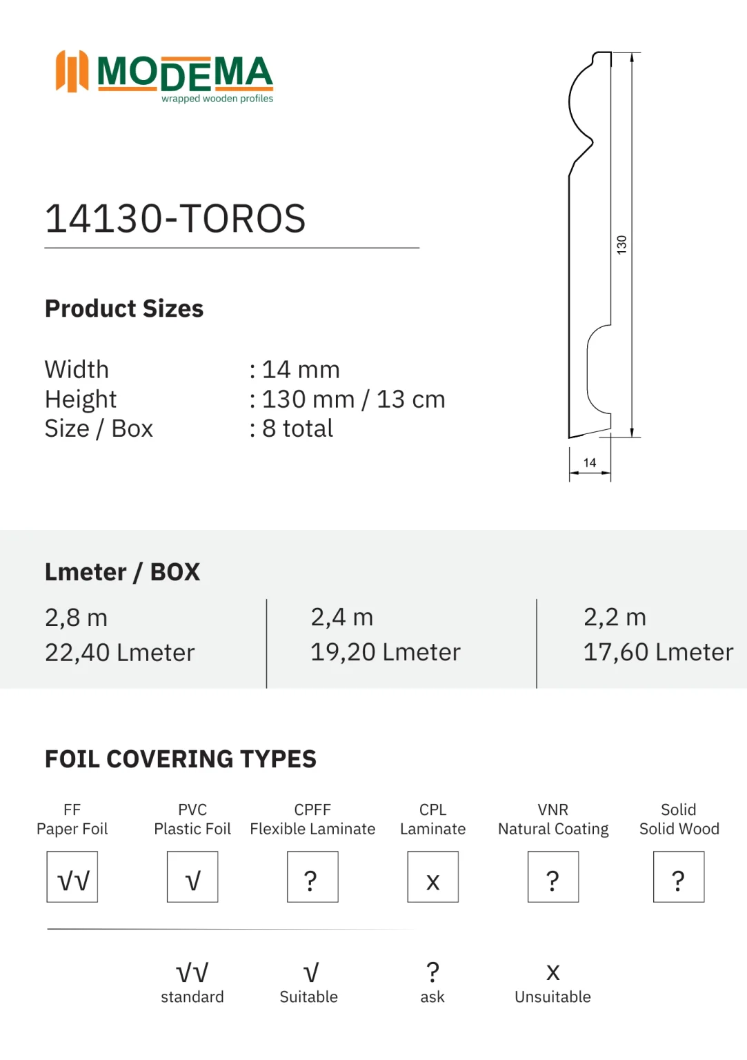 14130-TOROS-K, technical drawing sheet