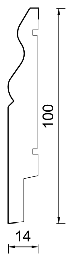 14100-OGEE-K section drawing: 100 mm high, 14 mm thick