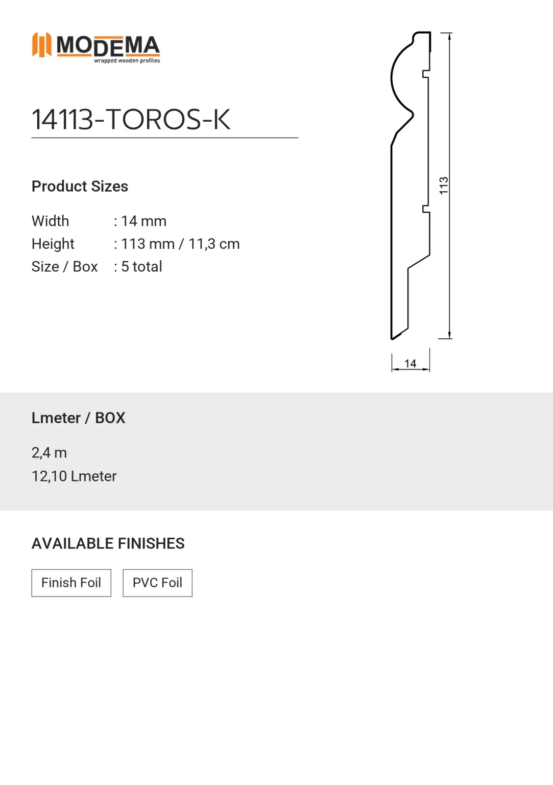 14113-TOROS-K, technical drawing sheet