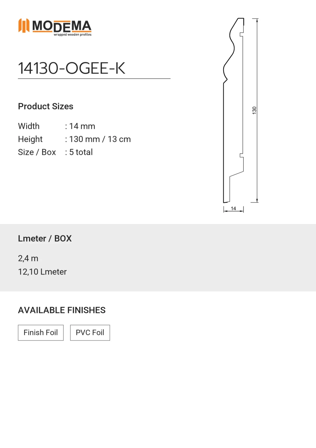 14130-OGEE-K, technical drawing sheet