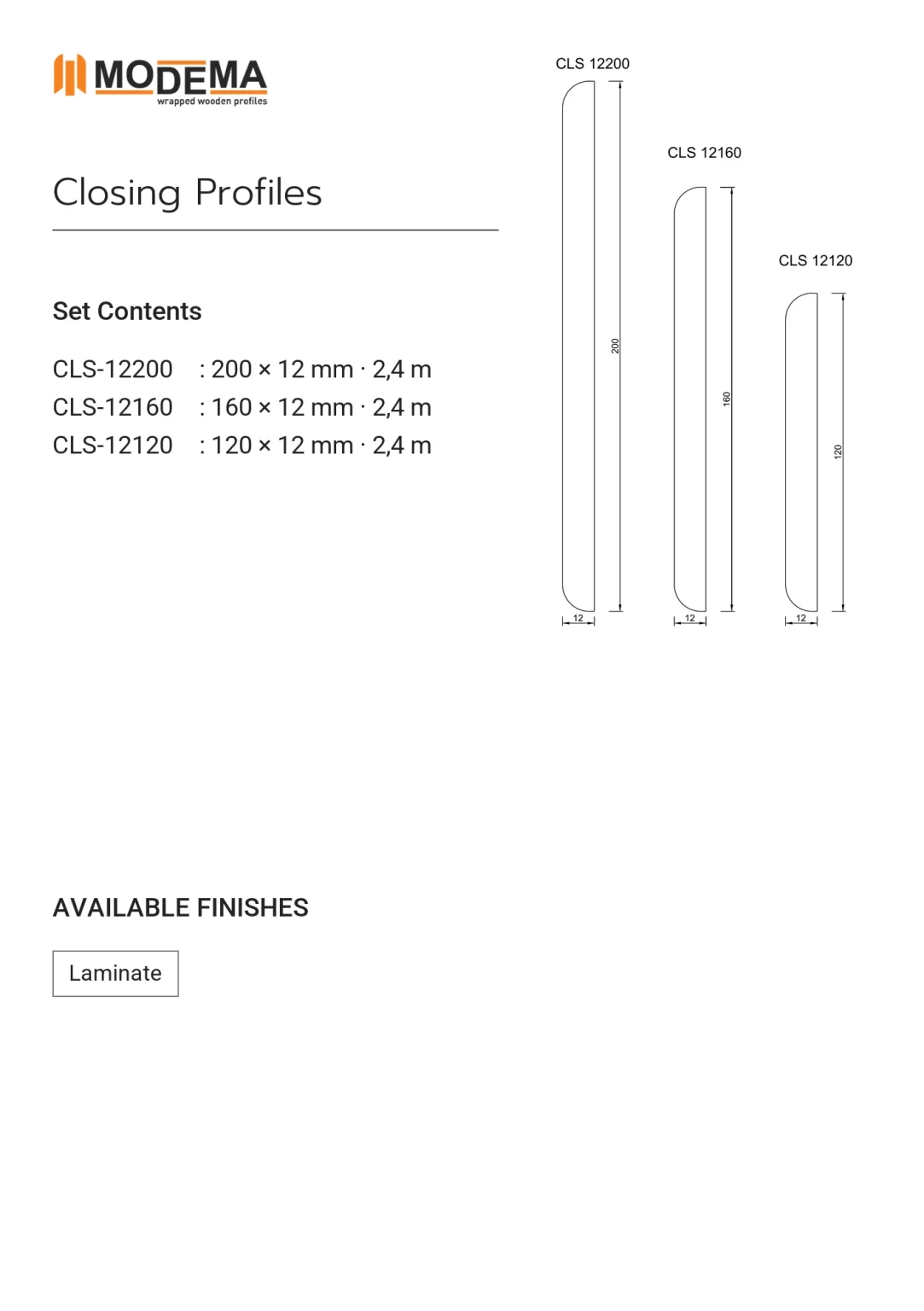 Closing Profiles, technical drawing sheet