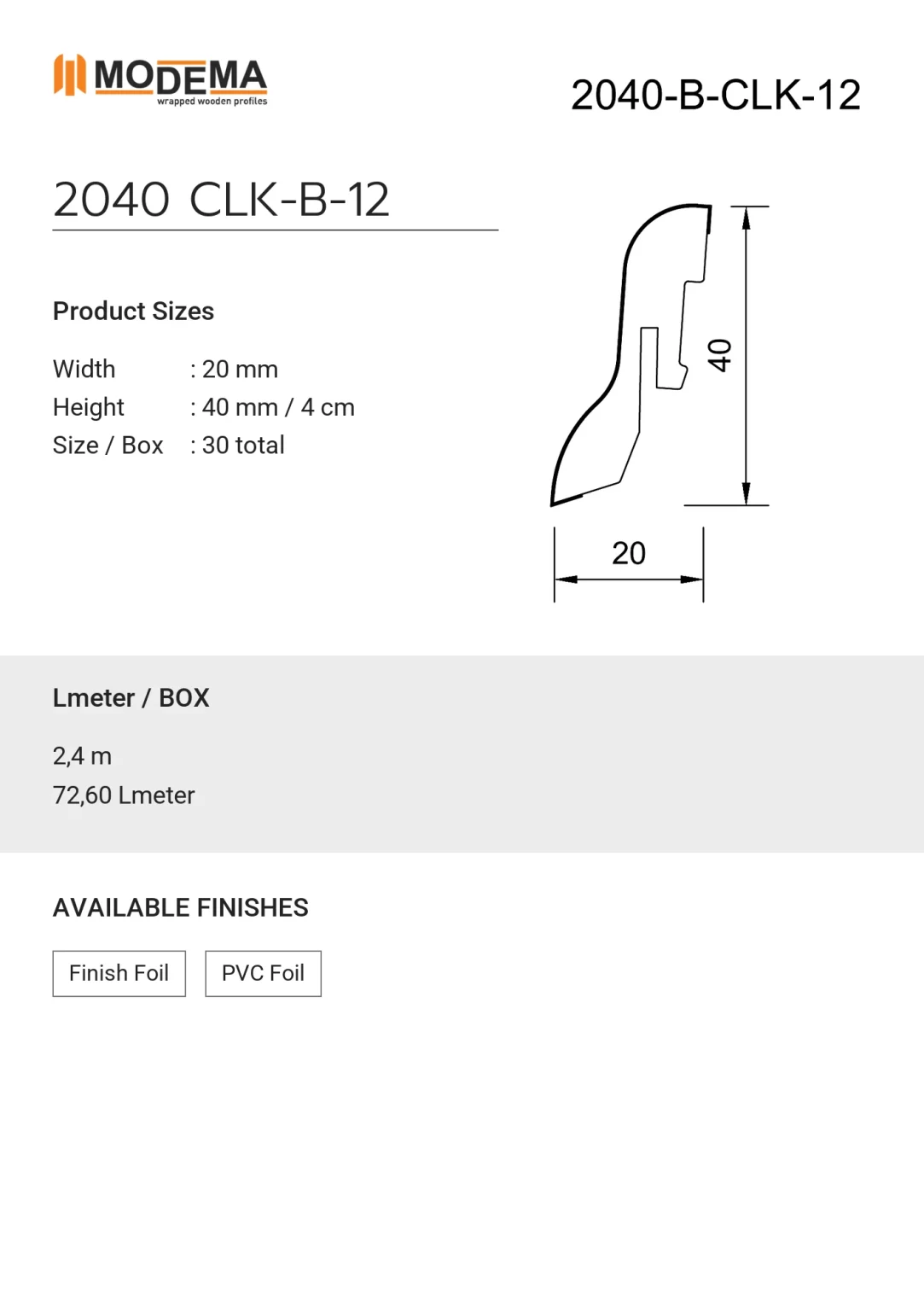2040 CLK-B-12, technical drawing sheet