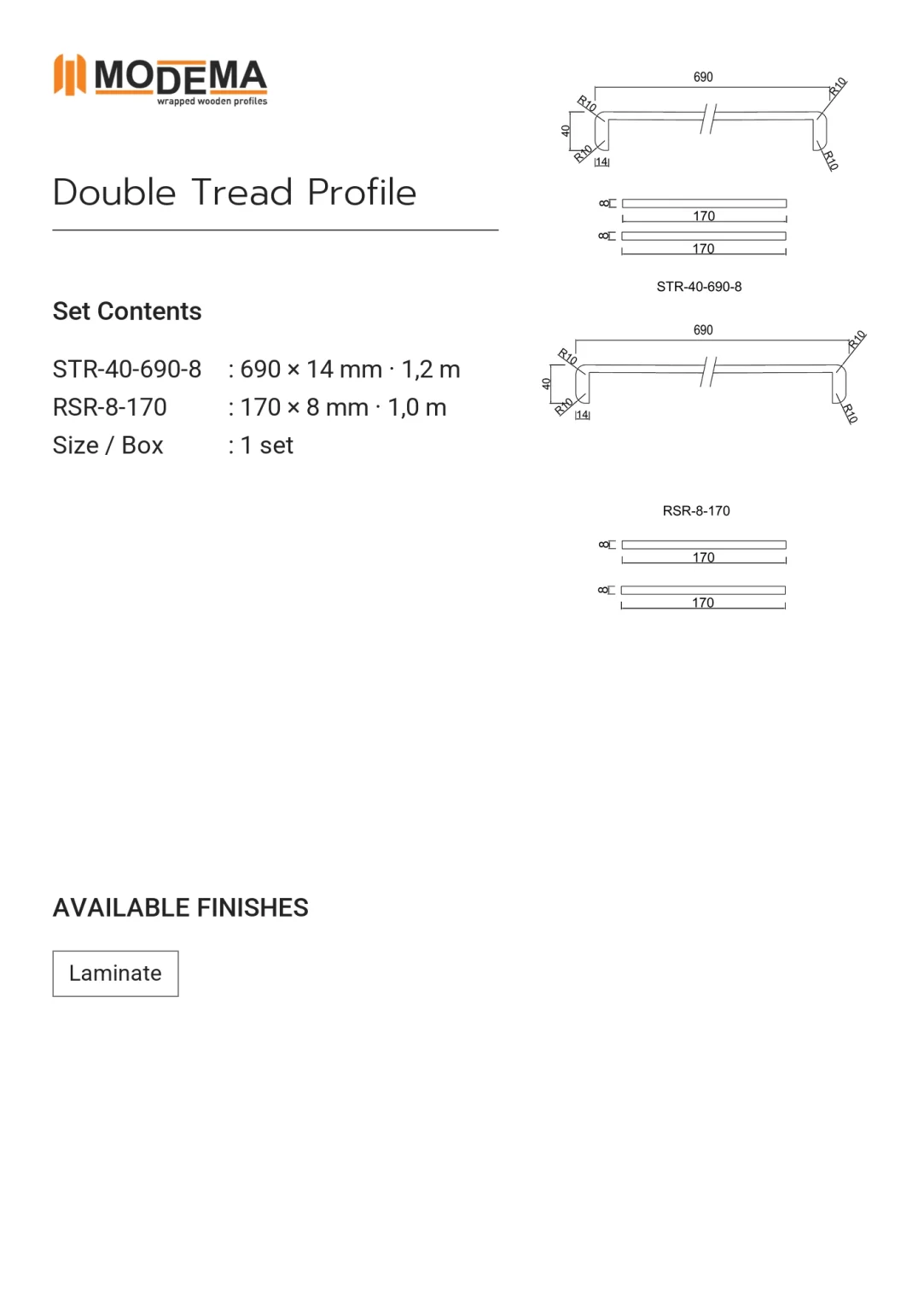 Double Tread Profile, technical drawing sheet