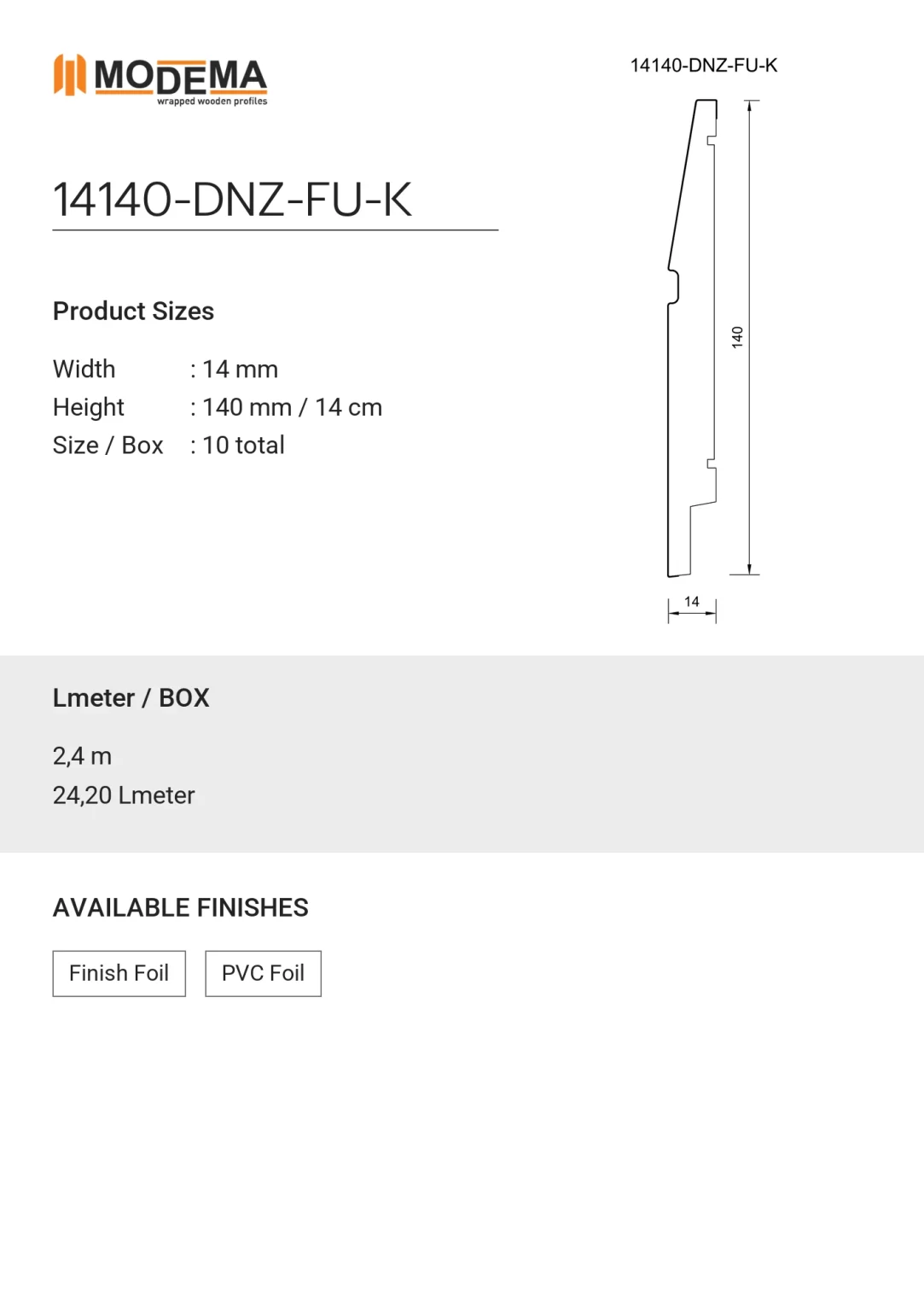 14140-DNZ-FU-K, technical drawing sheet