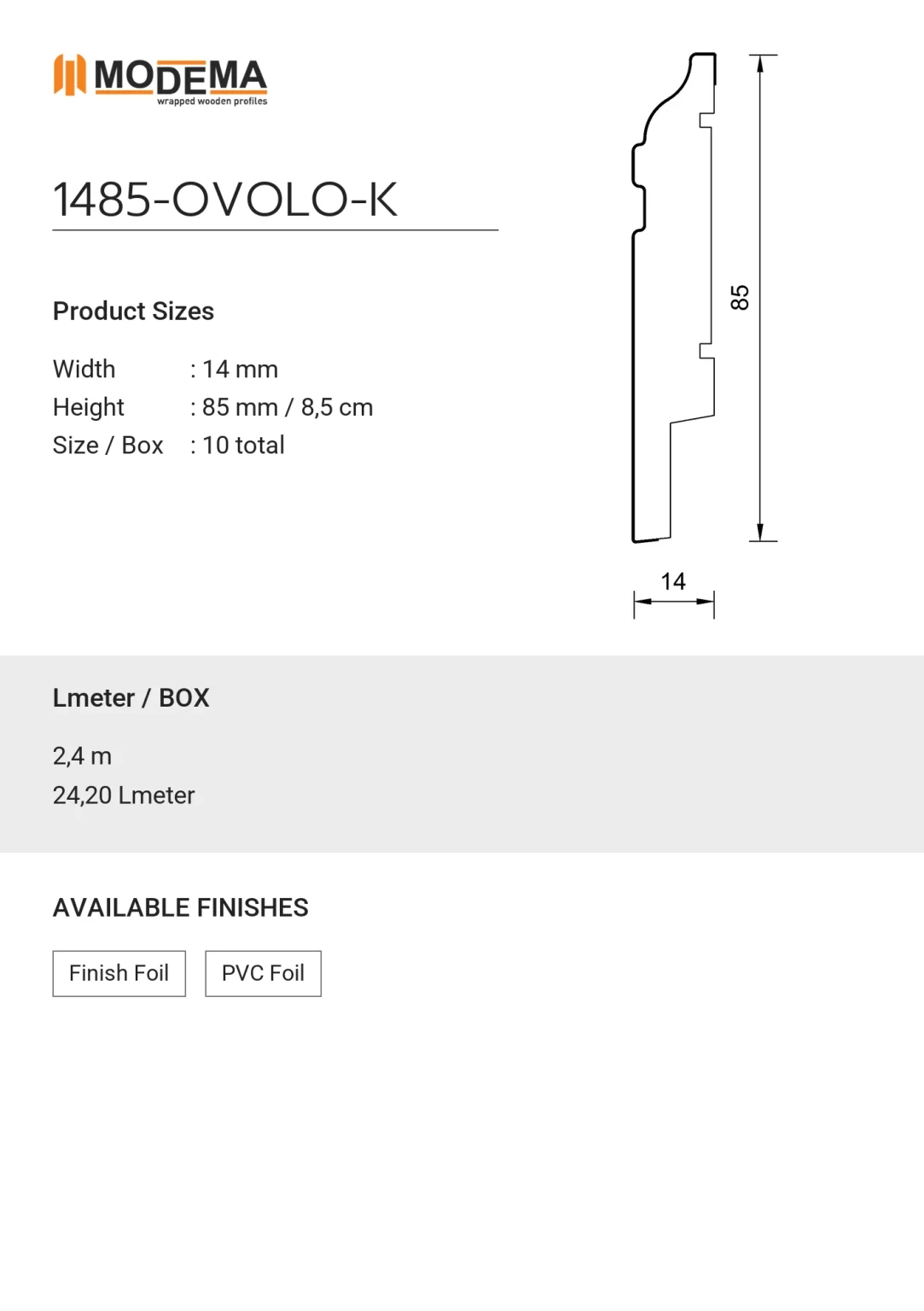 1485-OVOLO-K, technical drawing sheet