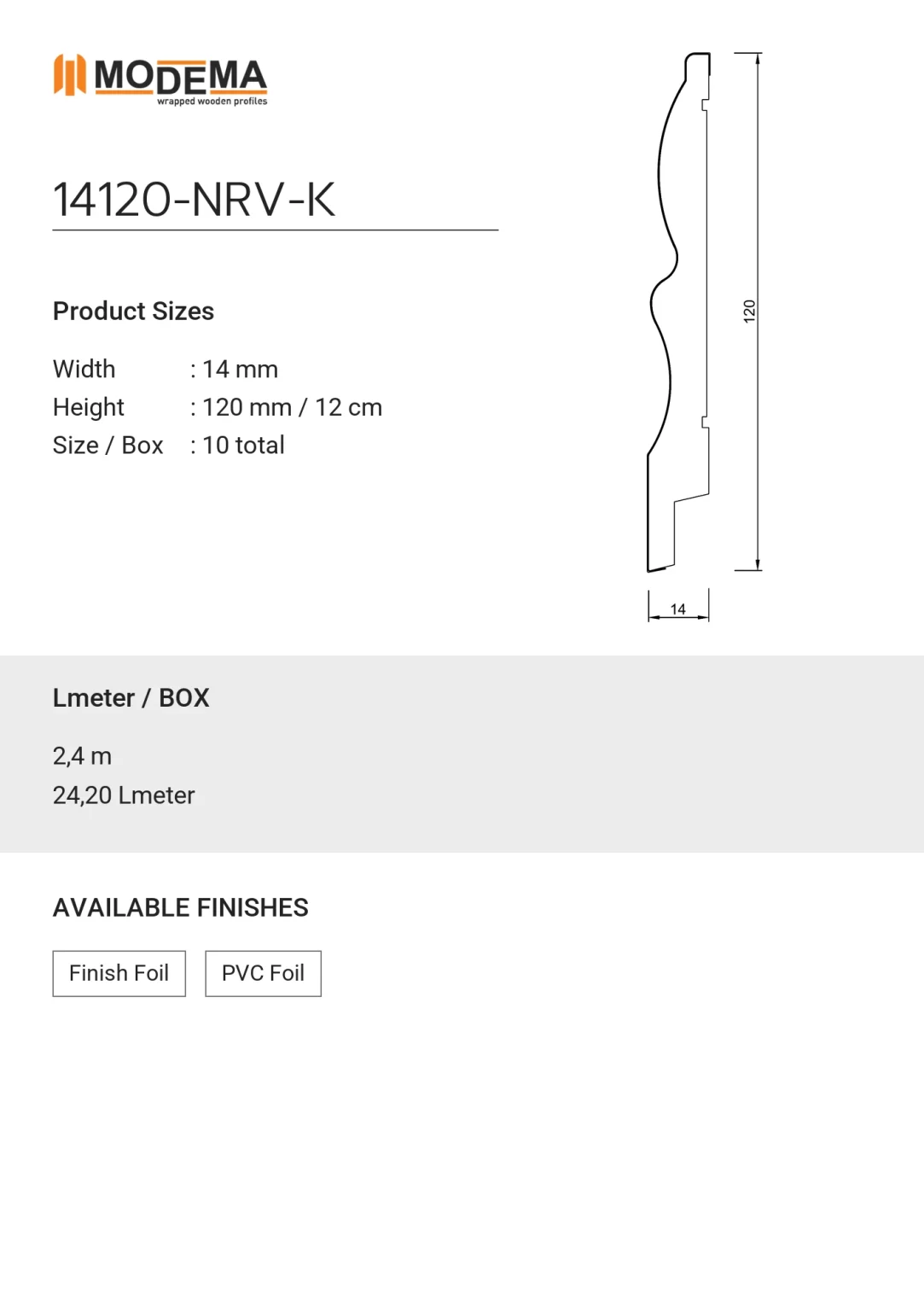 14120-NRV-K, technical drawing sheet