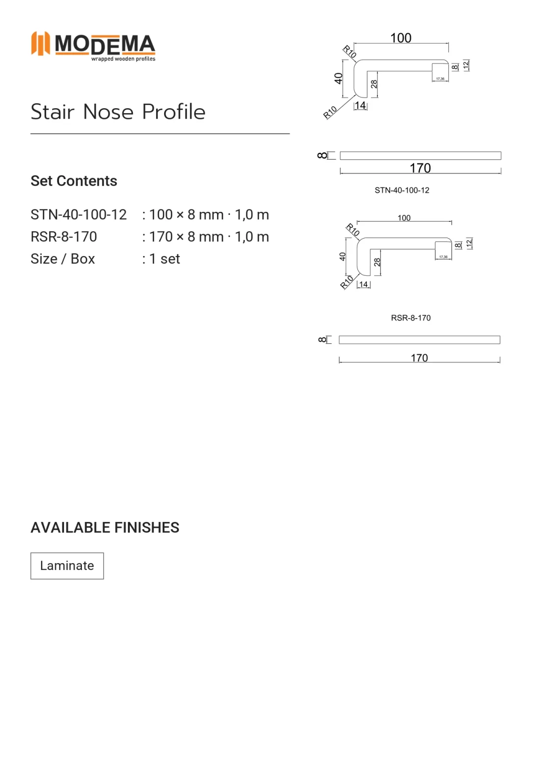 Stair Nose Profile, technical drawing sheet