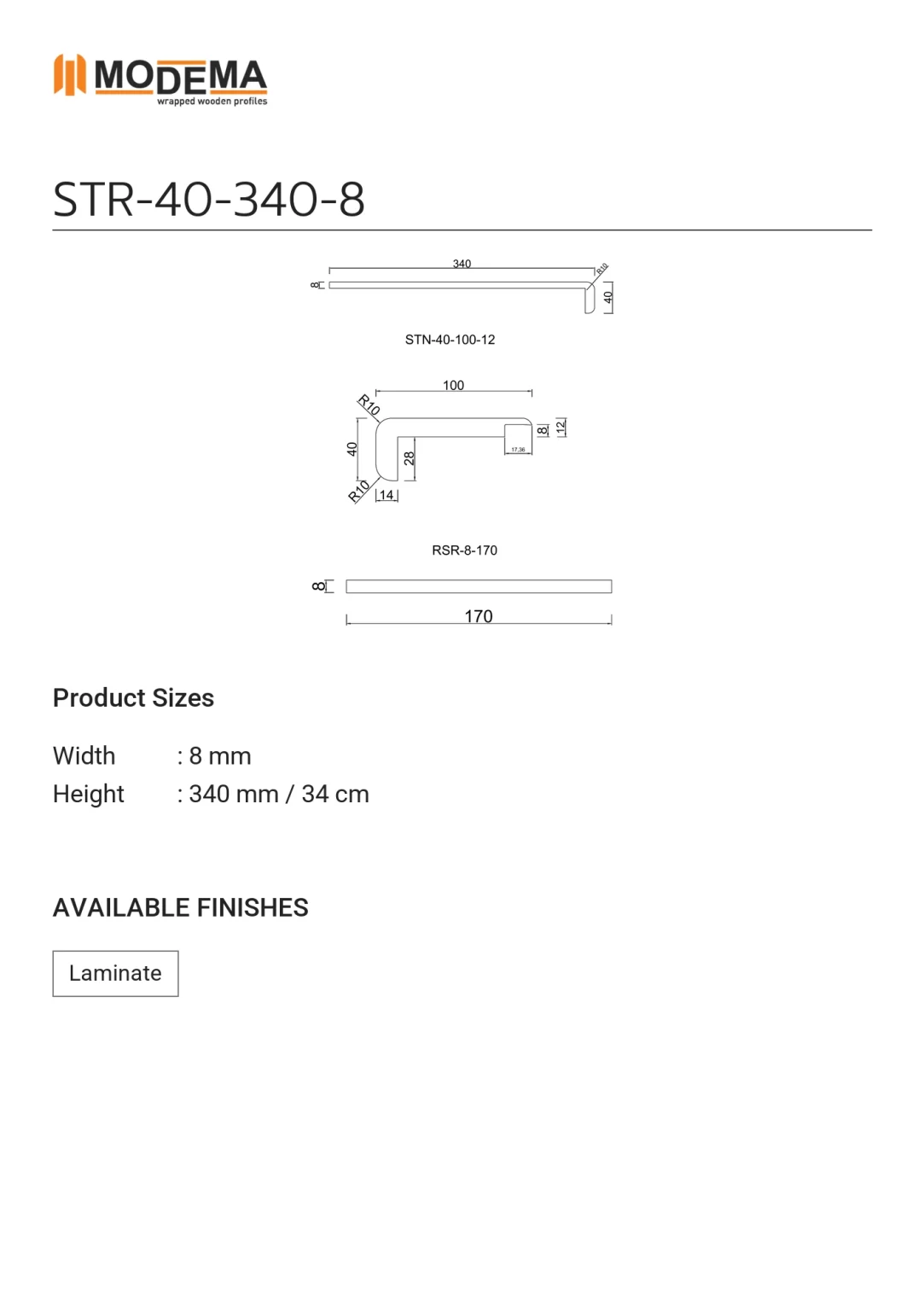 Tread STR-40-340-8, technical drawing sheet