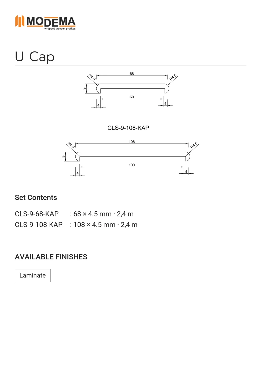 U Cap, technical drawing sheet