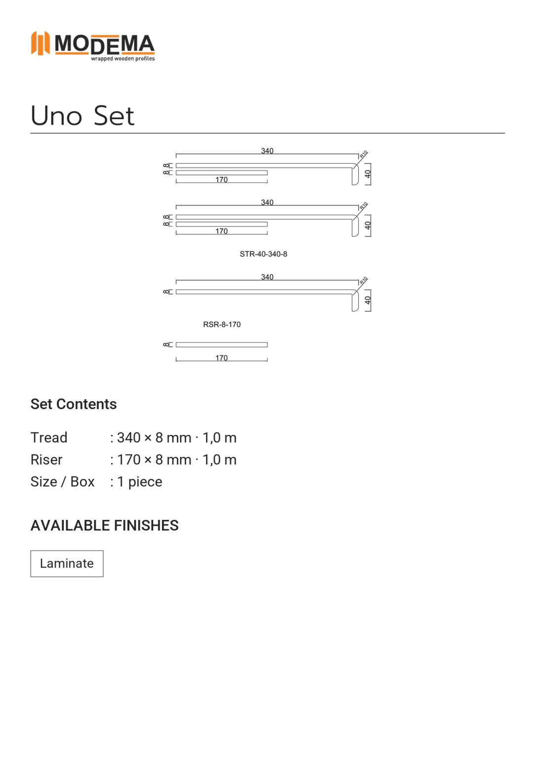 Uno Set, technical drawing sheet